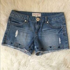 Clock House Hippie Chic frayed Blue Jean Shorts Women's 9